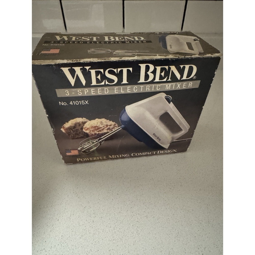 Vintage West Bend #41015 Electric Handheld Mixer 3-Speed. Working, Original Box.
